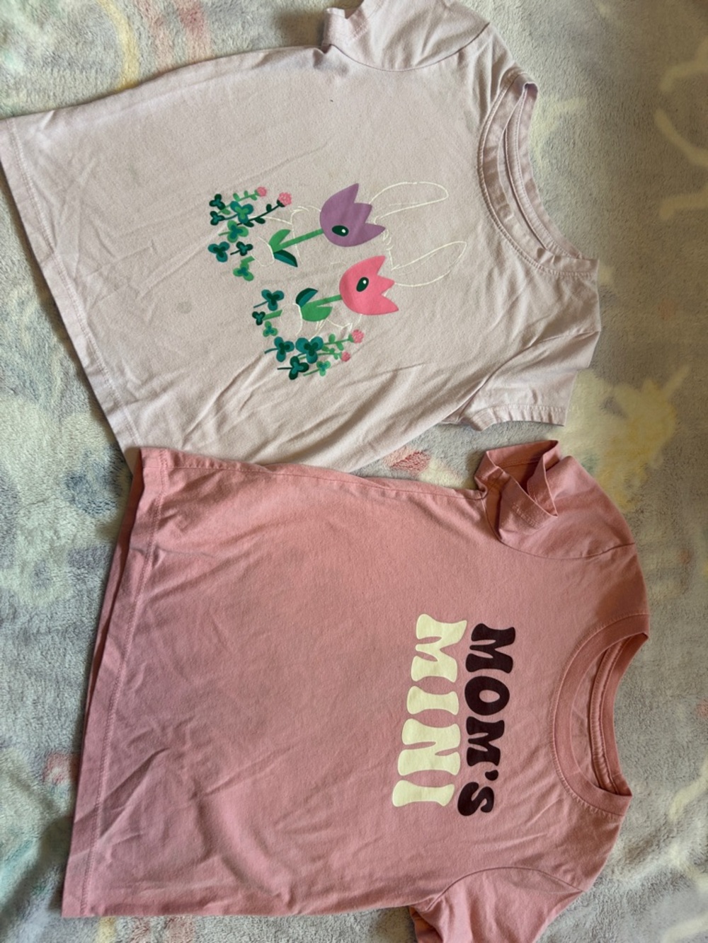 Cat & Jack Pink Graphic Tulip & 'Mom's Mini' Short Sleeve Tees